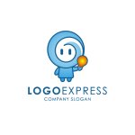 画像1: 電球を持つキャラクターのアイデアロゴ (1)