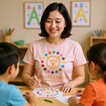画像5: カラフルな星に囲まれたベア（熊）の楽しいロゴ (5)