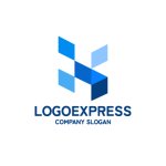 画像1: 幾何学的なK字のデジタルとブロックロゴ (1)