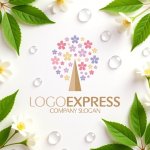 画像9: 満開の桜が舞う春の樹木ロゴ (9)