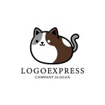 画像1: 丸くて可愛い猫のキャラクターロゴ (1)