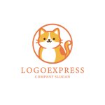 画像1: 丸い円のなかのキュートな猫のロゴ (1)