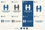 画像18: H字の幾何学的な折り紙風ロゴ (18)