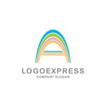 画像1: A字のカラフルな虹の希望ロゴ (1)