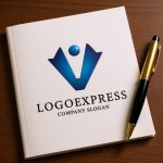 画像6: V字と人が融合した勝利と成長のロゴ (6)