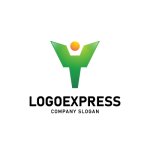 画像1: Y字と人が躍動する希望の成長ロゴ (1)