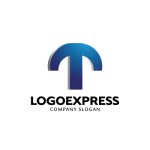 画像1: T字の立体的なモダンロゴ (1)