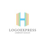 画像1: H字のカラフルな虹の希望ロゴ (1)