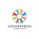 画像1: カラフルな人々が織りなす共創と結束のロゴ (1)