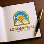 画像6: 太陽と住宅のロゴ (6)