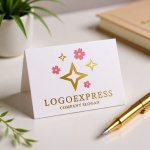 画像16: 輝く星と桜の花びらの優美なロゴ (16)