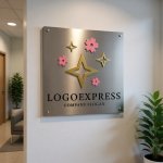 画像13: 輝く星と桜の花びらの優美なロゴ (13)