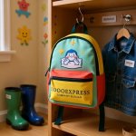 画像7: 枕で微笑む子供と輝く星のロゴ (7)