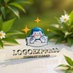 画像12: 枕で微笑む子供と輝く星のロゴ (12)