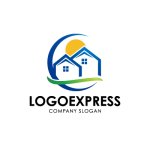 画像1: 自然と家と太陽のロゴ (1)