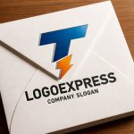 画像14: T字と稲妻のテクノロジーロゴ (14)