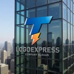 画像16: T字と稲妻のテクノロジーロゴ (16)