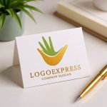 画像16: 葉っぱのような手のひらのウェルネスロゴ (16)