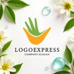 画像9: 葉っぱのような手のひらのウェルネスロゴ (9)