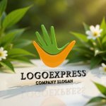 画像12: 葉っぱのような手のひらのウェルネスロゴ (12)