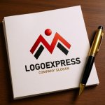 画像6: M字と人が融合した情熱的な成長ロゴ (6)