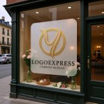 画像7: 優雅な筆記体Yの黄金サークルロゴ (7)