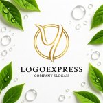 画像9: 優雅な筆記体Yの黄金サークルロゴ (9)