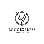 画像3: 優雅な筆記体Yの黄金サークルロゴ (3)