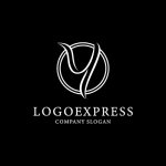 画像4: 優雅な筆記体Yの黄金サークルロゴ (4)