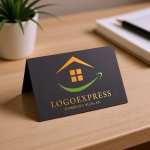 画像6: 家と上昇する矢印の希望ロゴ (6)