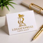 画像16: エレガントなRの文字と女性のシルエットのロゴ (16)