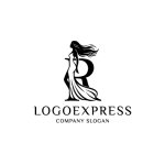 画像1: エレガントなRの文字と女性のシルエットのロゴ (1)