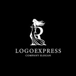 画像4: エレガントなRの文字と女性のシルエットのロゴ (4)