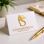 画像16: 「S」の文字と優雅な女性の黄金ロゴ (16)