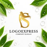 画像9: 「S」の文字と優雅な女性の黄金ロゴ (9)