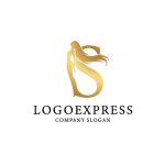 画像1: 「S」の文字と優雅な女性の黄金ロゴ (1)