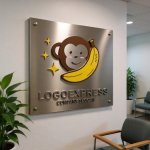 画像14: バナナと笑顔の猿のキラキラロゴ (14)