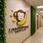 画像15: バナナと笑顔の猿のキラキラロゴ (15)