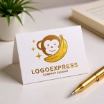 画像16: バナナと笑顔の猿のキラキラロゴ (16)