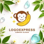 画像9: バナナと笑顔の猿のキラキラロゴ (9)