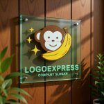 画像11: バナナと笑顔の猿のキラキラロゴ (11)