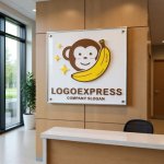 画像13: バナナと笑顔の猿のキラキラロゴ (13)