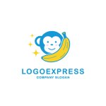 画像3: バナナと笑顔の猿のキラキラロゴ (3)