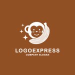 画像4: バナナと笑顔の猿のキラキラロゴ (4)