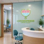 画像5: 聴診器と笑顔のハートが融合した医療ケアロゴ (5)