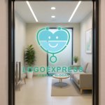 画像6: 聴診器と笑顔のハートが融合した医療ケアロゴ (6)