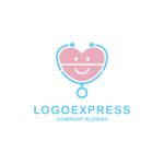 画像3: 聴診器と笑顔のハートが融合した医療ケアロゴ (3)