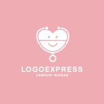 画像4: 聴診器と笑顔のハートが融合した医療ケアロゴ (4)