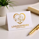 画像16: ハートの中で寄り添う犬と猫の優しいロゴ (16)