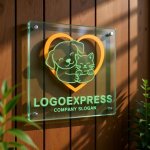 画像11: ハートの中で寄り添う犬と猫の優しいロゴ (11)